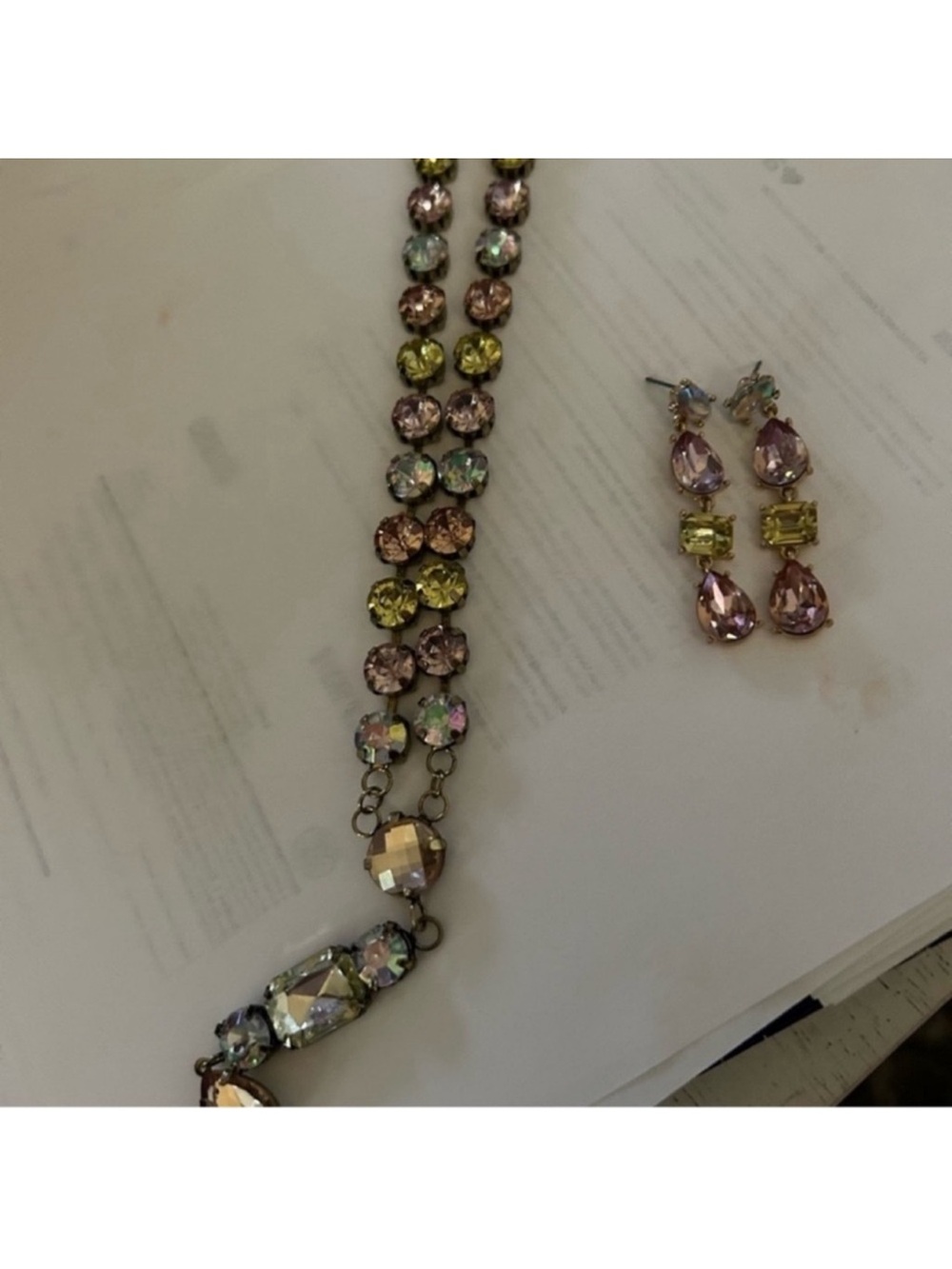 Plunder Elegant Multicolor Crystal Statement Necklace and Earrings Set